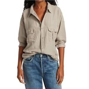 NSF Women's Johnna Dropped Shoulder Button Up Size P Top Shirt Blouse #C